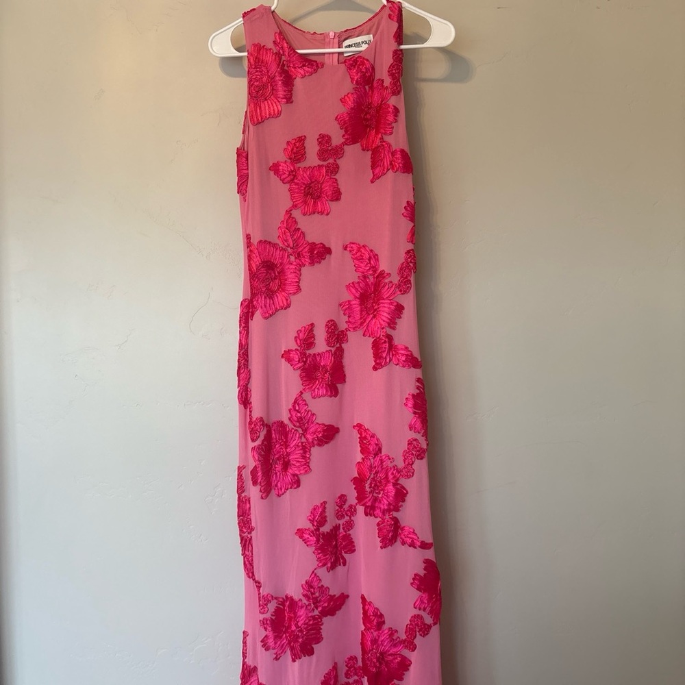 Princess Polly Pink Floral Embroidered Maxi Dress - Picture 1 of 3